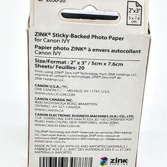 Canon ZINK Photo Paper Pack (20 Sheets) for the IVY Mini Photo Printer