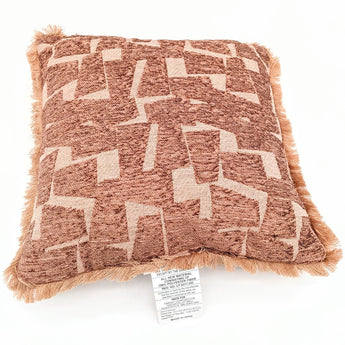 Geometric Patterned Cut Velvet Cotton Blend Square Throw Pillow Terracotta - Threshold™: Luxury Jacquard, Indoor Décor