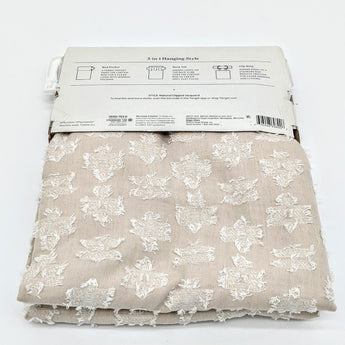 Threshold Light Filtering Curtain Natural Clipped Jacquard 50”W ”L One Panel