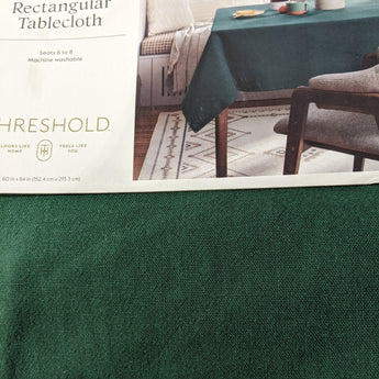 84"x60" Solid Tablecloth Green - Threshold™: Modern Woven Cotton-Linen Blend